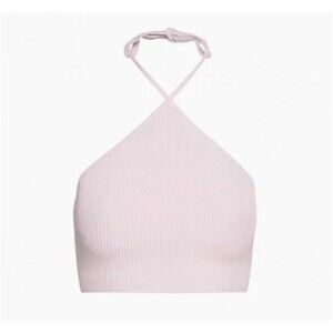 Light Pink Aritzia Babaton Sculpt Knit Cropped Halter Top